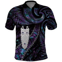 New Zealand Aotearoa Polo Shirt Maori Tane Te Waiora Paua Shell Glitter Purple LT05 Purple - Polynesian Pride