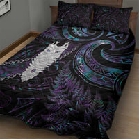 New Zealand Aotearoa Quilt Bed Set Maori Tane Te Waiora Paua Shell Glitter Purple LT05 - Polynesian Pride