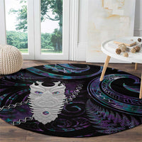 New Zealand Aotearoa Round Carpet Maori Tane Te Waiora Paua Shell Glitter Purple LT05 - Polynesian Pride