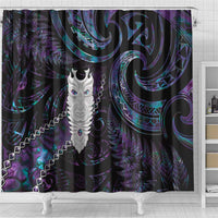 New Zealand Aotearoa Shower Curtain Maori Tane Te Waiora Paua Shell Glitter Purple LT05 - Polynesian Pride