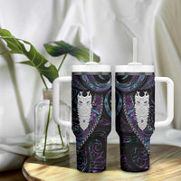 New Zealand Aotearoa Tumbler With Handle Maori Tane Te Waiora Paua Shell Glitter Purple LT05 - Polynesian Pride