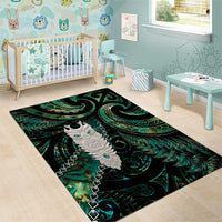New Zealand Aotearoa Area Rug Maori Tane Te Waiora Paua Shell Glitter Green LT05 - Polynesian Pride