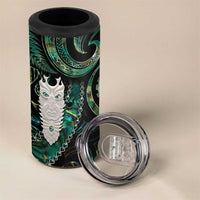 New Zealand Aotearoa 4 in 1 Can Cooler Tumbler Maori Tane Te Waiora Paua Shell Glitter Green LT05 - Polynesian Pride