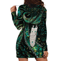 New Zealand Aotearoa Hoodie Dress Maori Tane Te Waiora Paua Shell Glitter Green LT05 - Polynesian Pride