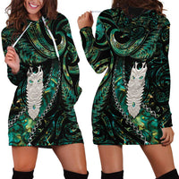 New Zealand Aotearoa Hoodie Dress Maori Tane Te Waiora Paua Shell Glitter Green LT05 - Polynesian Pride