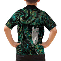 New Zealand Aotearoa Kid Hawaiian Shirt Maori Tane Te Waiora Paua Shell Glitter Green LT05 - Polynesian Pride