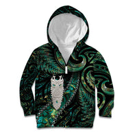 New Zealand Aotearoa Kid Hoodie Maori Tane Te Waiora Paua Shell Glitter Green LT05 Zip Hoodie Green - Polynesian Pride