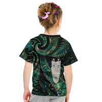 New Zealand Aotearoa Kid T Shirt Maori Tane Te Waiora Paua Shell Glitter Green LT05 - Polynesian Pride