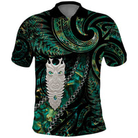 New Zealand Aotearoa Polo Shirt Maori Tane Te Waiora Paua Shell Glitter Green LT05 Green - Polynesian Pride