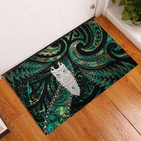 New Zealand Aotearoa Rubber Doormat Maori Tane Te Waiora Paua Shell Glitter Green