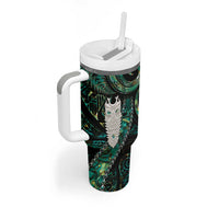 New Zealand Aotearoa Tumbler With Handle Maori Tane Te Waiora Paua Shell Glitter Green LT05 - Polynesian Pride