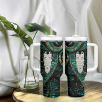 New Zealand Aotearoa Tumbler With Handle Maori Tane Te Waiora Paua Shell Glitter Green LT05 - Polynesian Pride