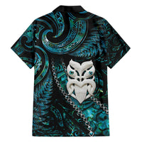 New Zealand Aotearoa Family Matching Puletasi and Hawaiian Shirt Maori Wheku Paua Shell Glitter Turquoise LT05 - Polynesian Pride