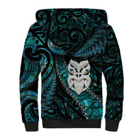 New Zealand Aotearoa Sherpa Hoodie Maori Wheku Paua Shell Glitter Turquoise LT05 - Polynesian Pride
