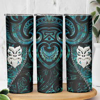 New Zealand Aotearoa Skinny Tumbler Maori Wheku Paua Shell Glitter Turquoise LT05 - Polynesian Pride