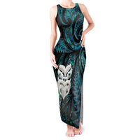New Zealand Aotearoa Tank Maxi Dress Maori Wheku Paua Shell Glitter Turquoise LT05 Women Turquoise - Polynesian Pride