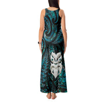 New Zealand Aotearoa Tank Maxi Dress Maori Wheku Paua Shell Glitter Turquoise LT05 - Polynesian Pride