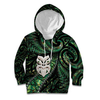 New Zealand Aotearoa Kid Hoodie Maori Wheku Paua Shell Glitter Green LT05 Hoodie Green - Polynesian Pride