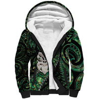 New Zealand Aotearoa Sherpa Hoodie Maori Wheku Paua Shell Glitter Green LT05 Unisex Green - Polynesian Pride