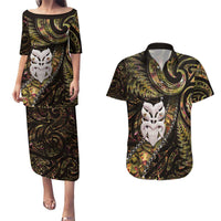 New Zealand Aotearoa Couples Matching Puletasi and Hawaiian Shirt Maori Wheku Paua Shell Glitter Gold LT05 Gold - Polynesian Pride