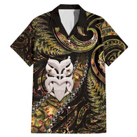 New Zealand Aotearoa Family Matching Mermaid Dress and Hawaiian Shirt Maori Wheku Paua Shell Glitter Gold LT05 Dad's Shirt - Short Sleeve Gold - Polynesian Pride