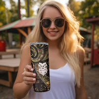 New Zealand Aotearoa Skinny Tumbler Maori Wheku Paua Shell Glitter Gold LT05 - Polynesian Pride
