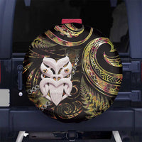 New Zealand Aotearoa Spare Tire Cover Maori Wheku Paua Shell Glitter Gold LT05 - Polynesian Pride