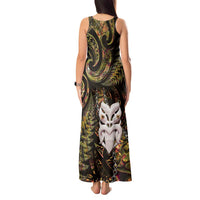 New Zealand Aotearoa Tank Maxi Dress Maori Wheku Paua Shell Glitter Gold LT05 - Polynesian Pride