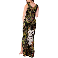 New Zealand Aotearoa Tank Maxi Dress Maori Wheku Paua Shell Glitter Gold LT05 - Polynesian Pride
