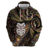 New Zealand Aotearoa Zip Hoodie Maori Wheku Paua Shell Glitter Gold LT05 - Polynesian Pride