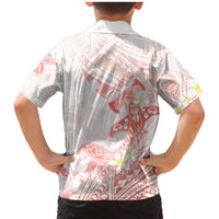 Polynesia Hammerhead Shark Family Matching Mermaid Dress and Hawaiian Shirt Tropical Flowers Tribal Pattern Peach LT05 - Polynesian Pride