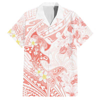 Polynesia Hammerhead Shark Family Matching Off Shoulder Maxi Dress and Hawaiian Shirt Tropical Flowers Tribal Pattern Peach LT05 Dad's Shirt - Short Sleeve Peach - Polynesian Pride