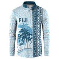 Custom Fiji Regatta Button Sweatshirt Palm Tree Tapa Pattern - Polynesian Pride