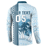 Custom Fiji Regatta Button Sweatshirt Palm Tree Tapa Pattern - Polynesian Pride