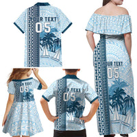 Custom Fiji Regatta Family Matching Off Shoulder Maxi Dress and Hawaiian Shirt Palm Tree Tapa Pattern LT05 - Polynesian Pride