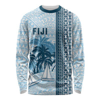 Custom Fiji Regatta Long Sleeve Shirt Palm Tree Tapa Pattern - Polynesian Pride