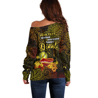 personalized-happy-diwali-festival-off-shoulder-sweater-diya-lamp-hibiscus-polynesian-pattern