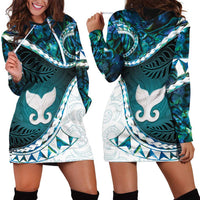 Aotearoa New Zealand Hoodie Dress Maori Wera Paua Shell Teal Glitter LT05 - Polynesian Pride