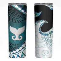 Aotearoa New Zealand Skinny Tumbler Maori Wera Paua Shell Teal Glitter LT05 Teal - Polynesian Pride
