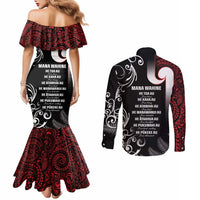 New Zealand Aotearoa Mana Wahine Couples Matching Mermaid Dress and Long Sleeve Button Shirt LT05 - Polynesian Pride