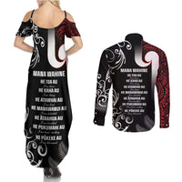 New Zealand Aotearoa Mana Wahine Couples Matching Summer Maxi Dress and Long Sleeve Button Shirt LT05 - Polynesian Pride
