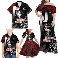 New Zealand Aotearoa Mana Wahine Family Matching Off Shoulder Maxi Dress and Hawaiian Shirt LT05 - Polynesian Pride