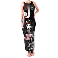 New Zealand Aotearoa Mana Wahine Family Matching Tank Maxi Dress and Hawaiian Shirt LT05 Mom's Dress Black - Polynesian Pride