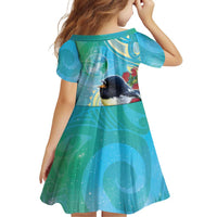 New Zealand Tomtit Family Matching Short Sleeve Bodycon Dress and Hawaiian Shirt Maori Koru With Pohutukawa Galaxy Style LT05 - Polynesian Pride