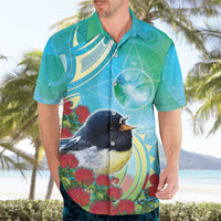 New Zealand Tomtit Hawaiian Shirt Maori Koru With Pohutukawa Galaxy Style LT05 - Polynesian Pride