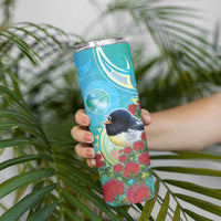 New Zealand Tomtit Skinny Tumbler Maori Koru With Pohutukawa Galaxy Style LT05 - Polynesian Pride