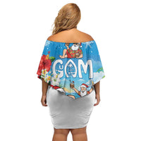 Guam Christmas Family Matching Off Shoulder Short Dress and Hawaiian Shirt Felis Pasgua Chilling Santa LT05 - Polynesian Pride