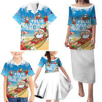 Guam Christmas Family Matching Puletasi and Hawaiian Shirt Felis Pasgua Chilling Santa LT05 - Polynesian Pride