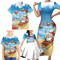 Guam Christmas Family Matching Short Sleeve Bodycon Dress and Hawaiian Shirt Felis Pasgua Chilling Santa LT05 - Polynesian Pride