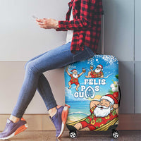 Guam Christmas Luggage Cover Felis Pasgua Chilling Santa - Polynesian Pride